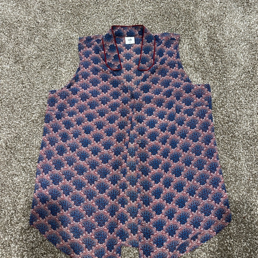 CAbi Blue and Red Floral Top